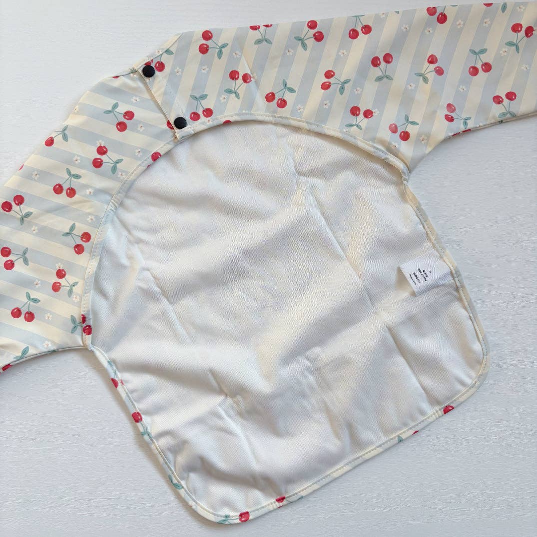 Long-Sleeved Baby/Toddler Bib - Cherry Stripe