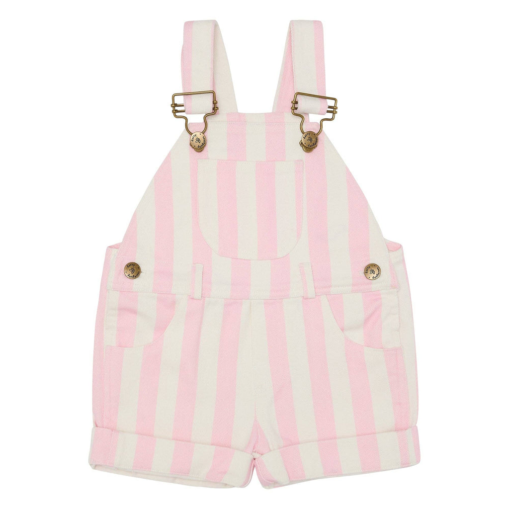 Dotty Dungarees - Classic Wide Stripe Denim Shorts - Pink