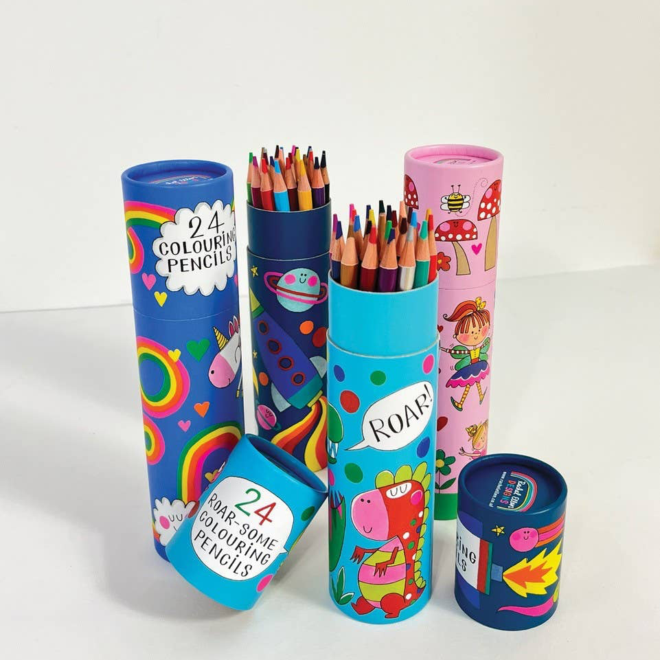 Tube of 24 Colouring Pencils - Cosmic Space Rocket