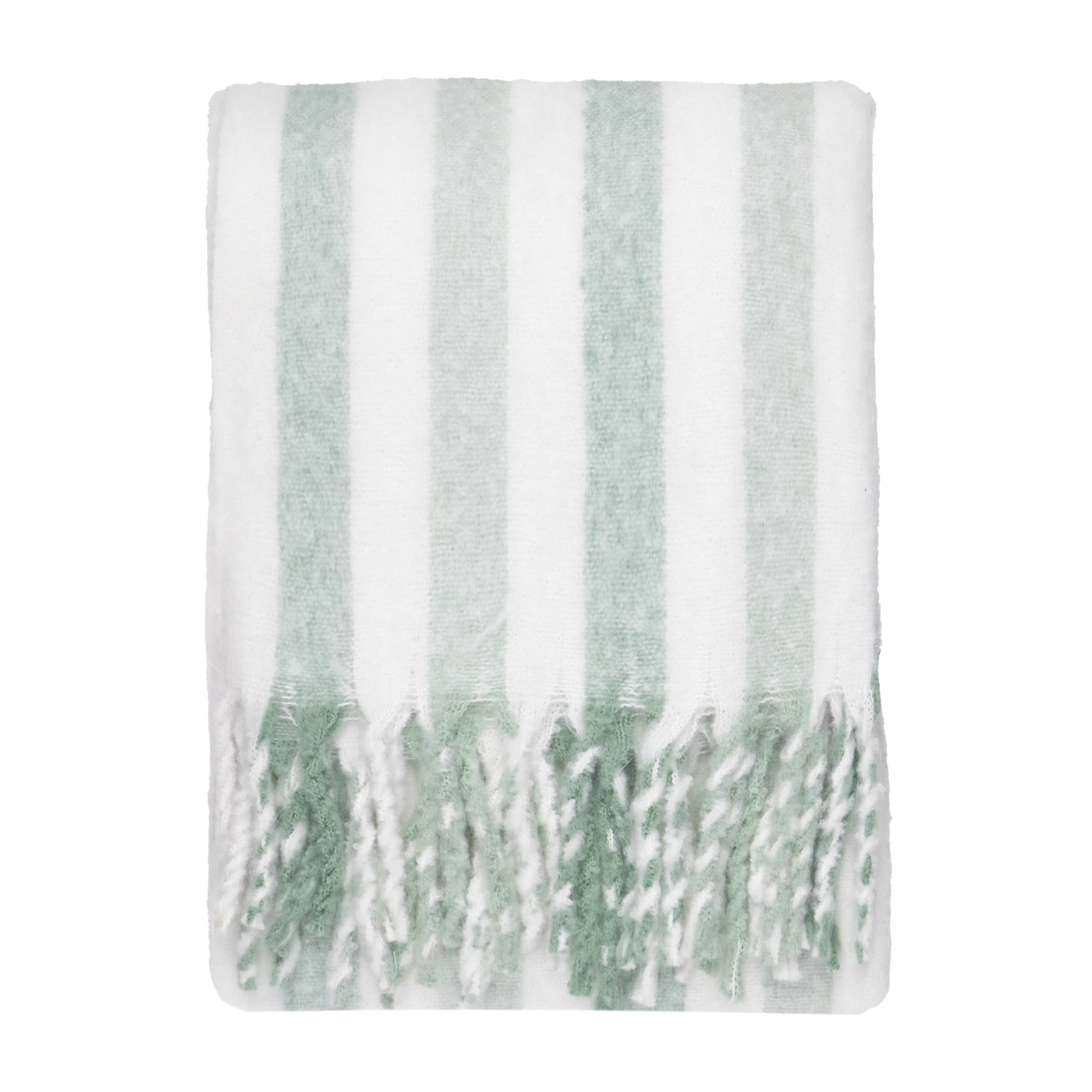 Beechwood Woven Stripe Throw Moorland Green