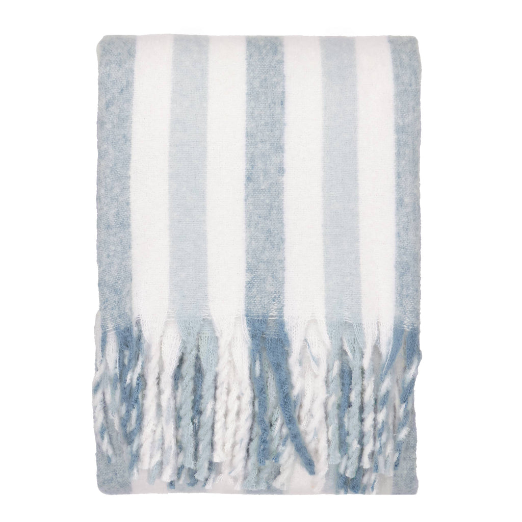 Beechwood Woven Stripe Throw Sky Blue