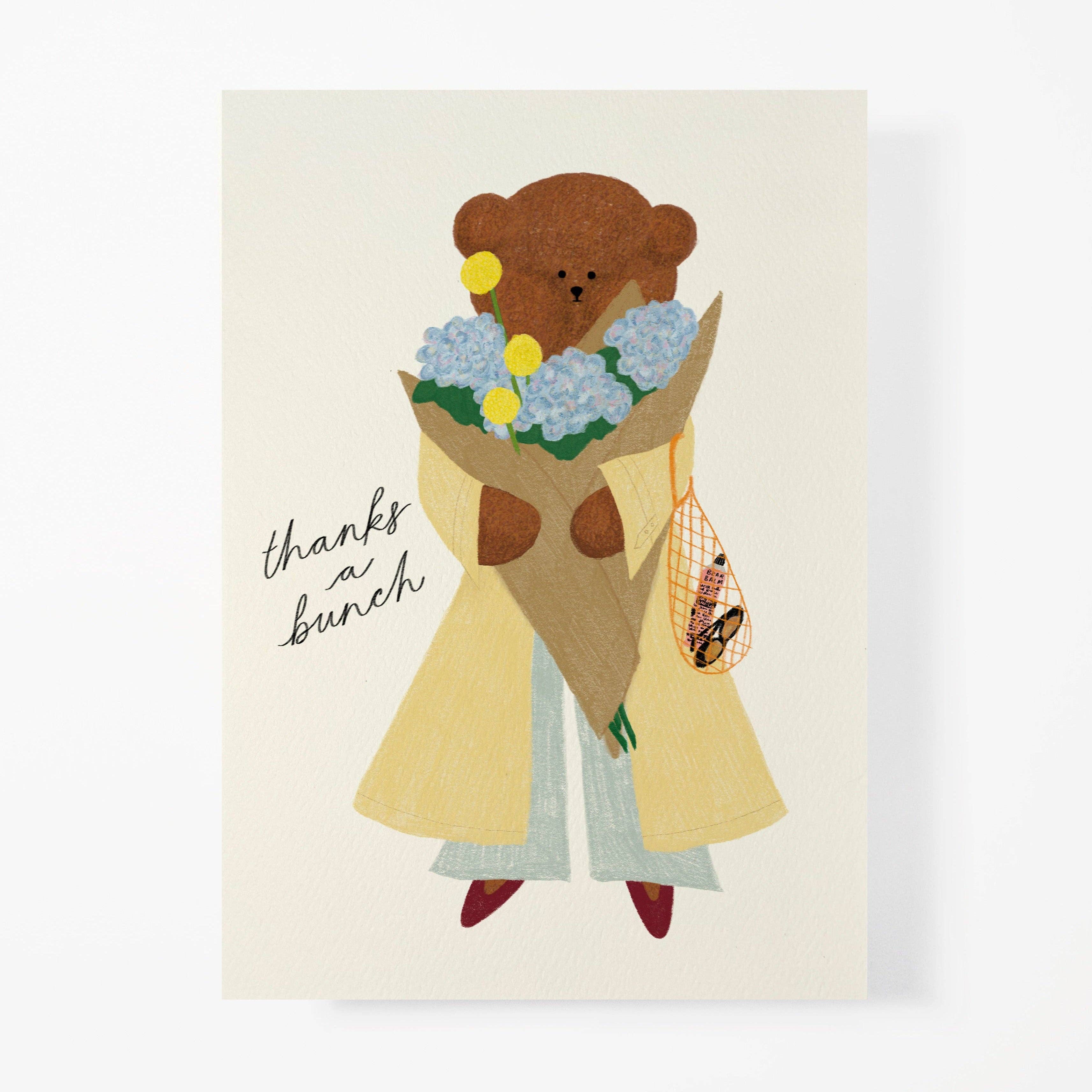Flower Bouquet Bear Greeting Card