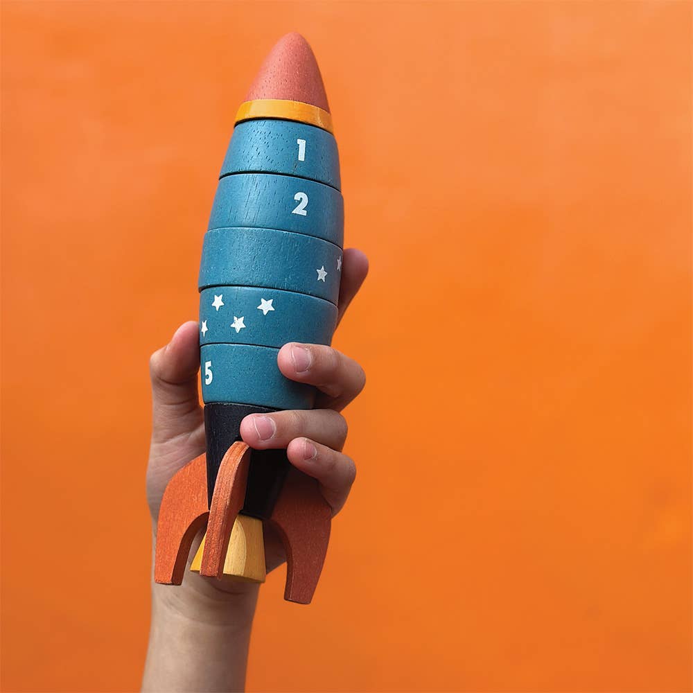 Wooden Stacking and Counting Rocket