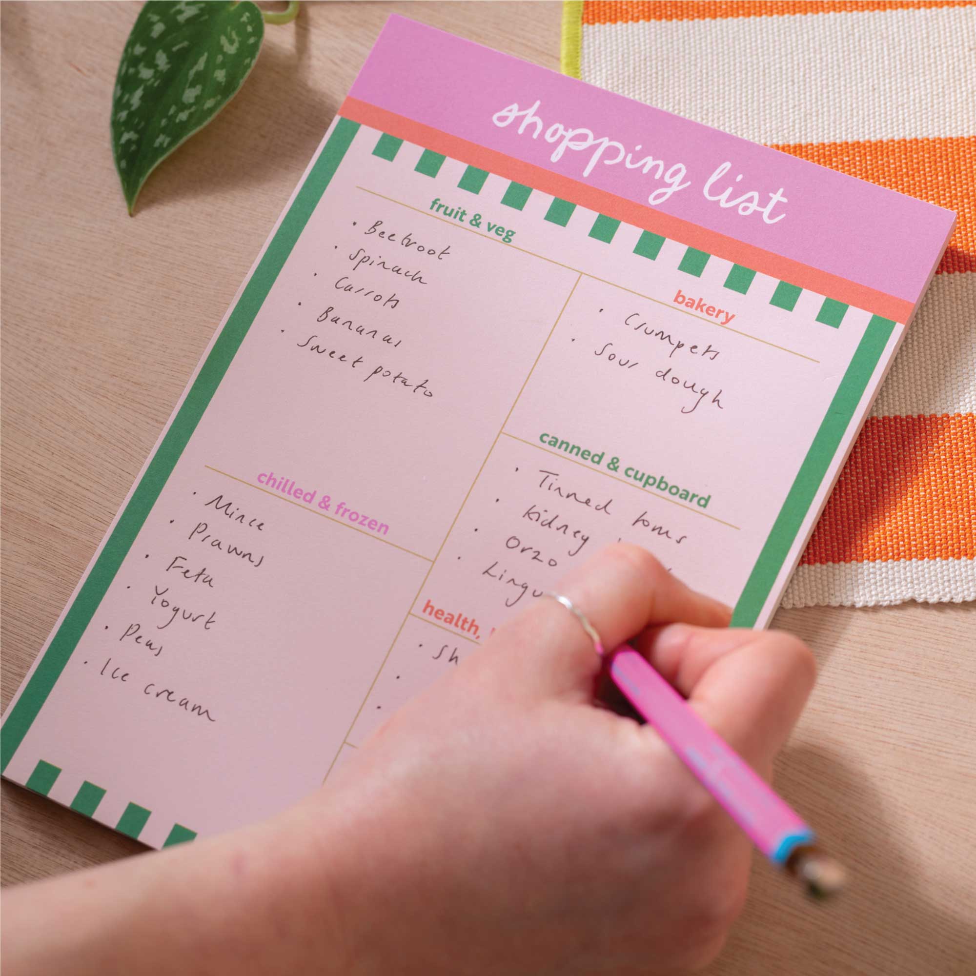Weekly Shopping List Pad A5 - Cabana Stripe