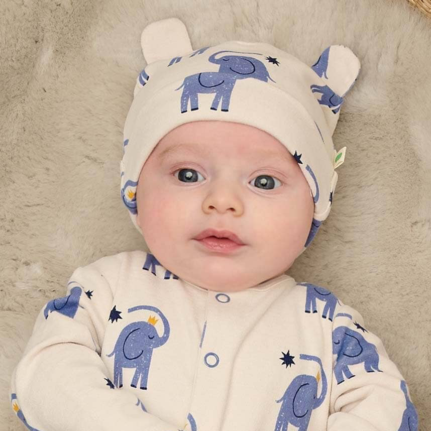 The Bonnie Mob - Elephant Print Baby Hat with Ears
