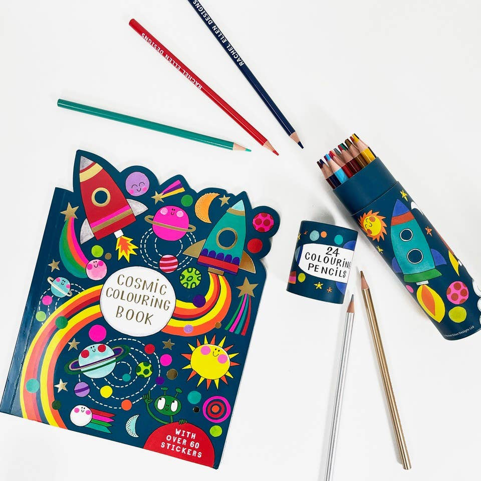 Tube of 24 Colouring Pencils - Cosmic Space Rocket
