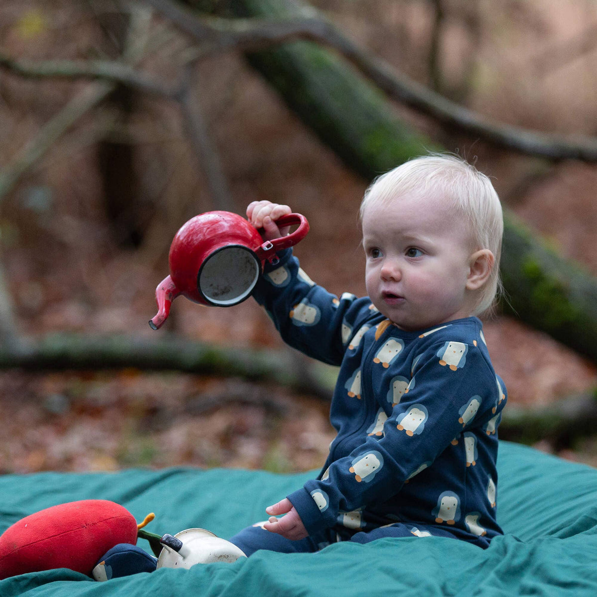Little Green Radicals - Blue Penguins Zip Sleepsuit