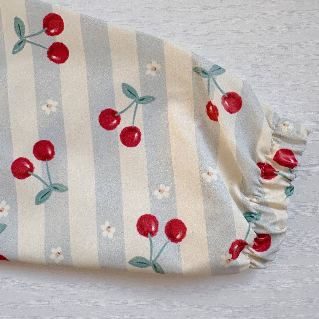 Long-Sleeved Baby/Toddler Bib - Cherry Stripe