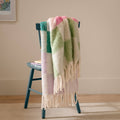 Maisie Checked Tasselled Throw Aqua Blossom