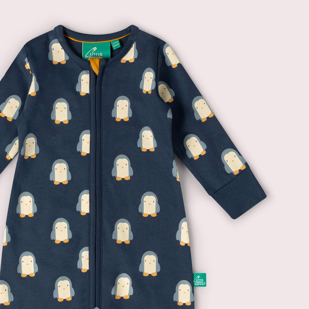 Little Green Radicals - Blue Penguins Zip Sleepsuit