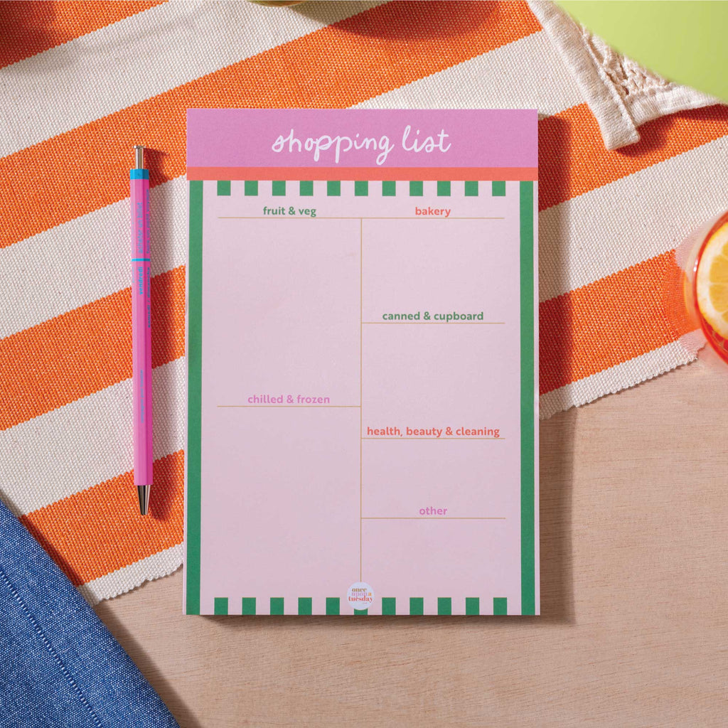 Weekly Shopping List Pad A5 - Cabana Stripe