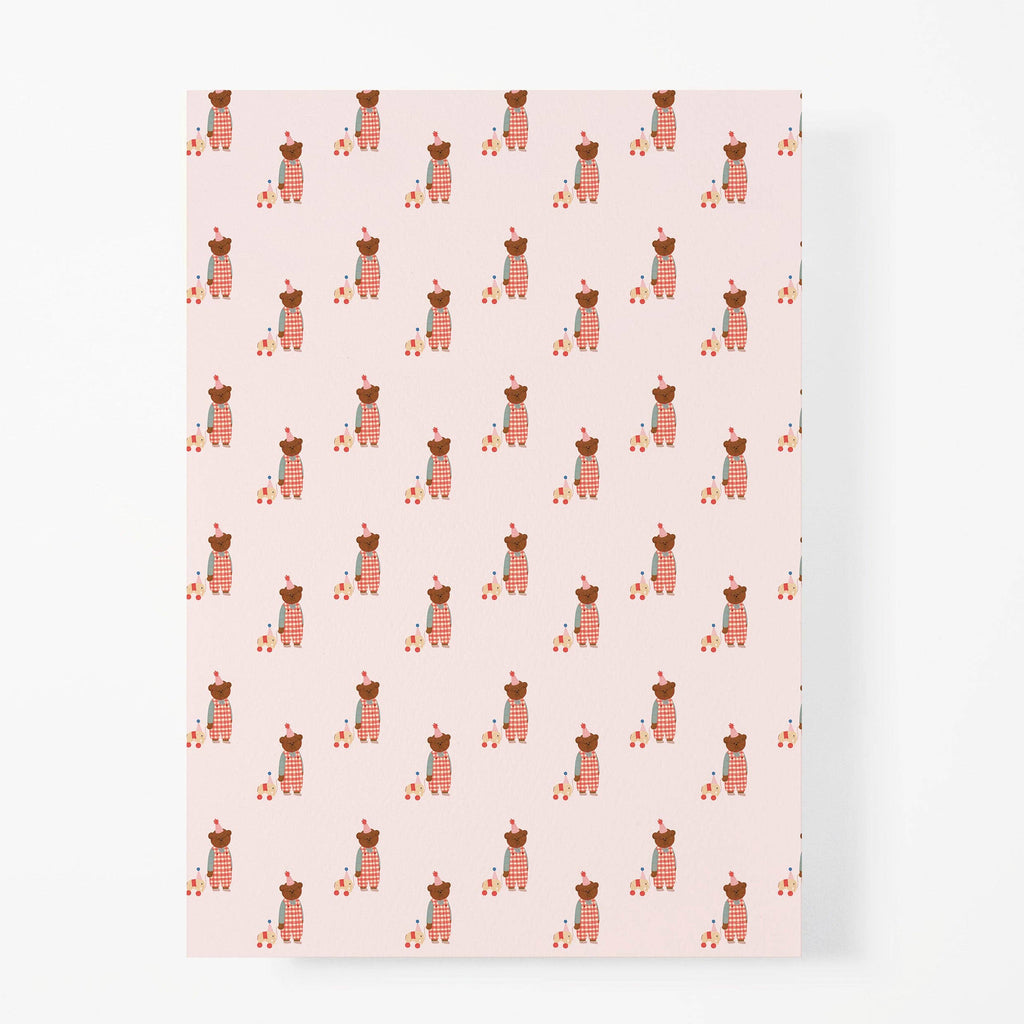 The Bear Days - Pink Gingham Birthday Wrapping Paper