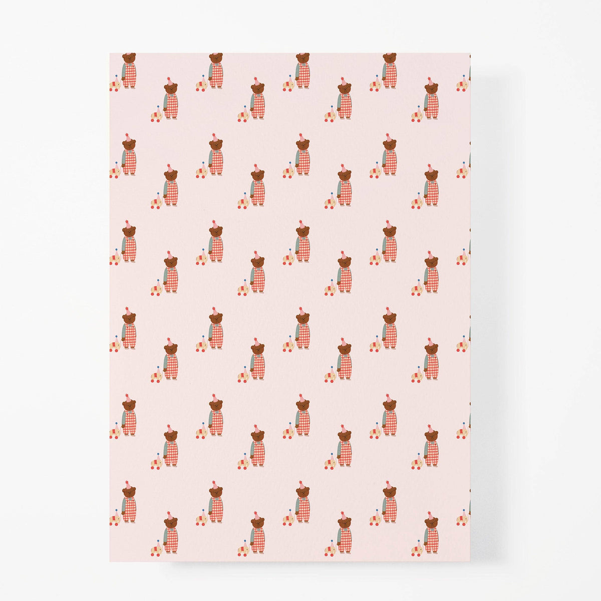 The Bear Days - Pink Gingham Birthday Wrapping Paper