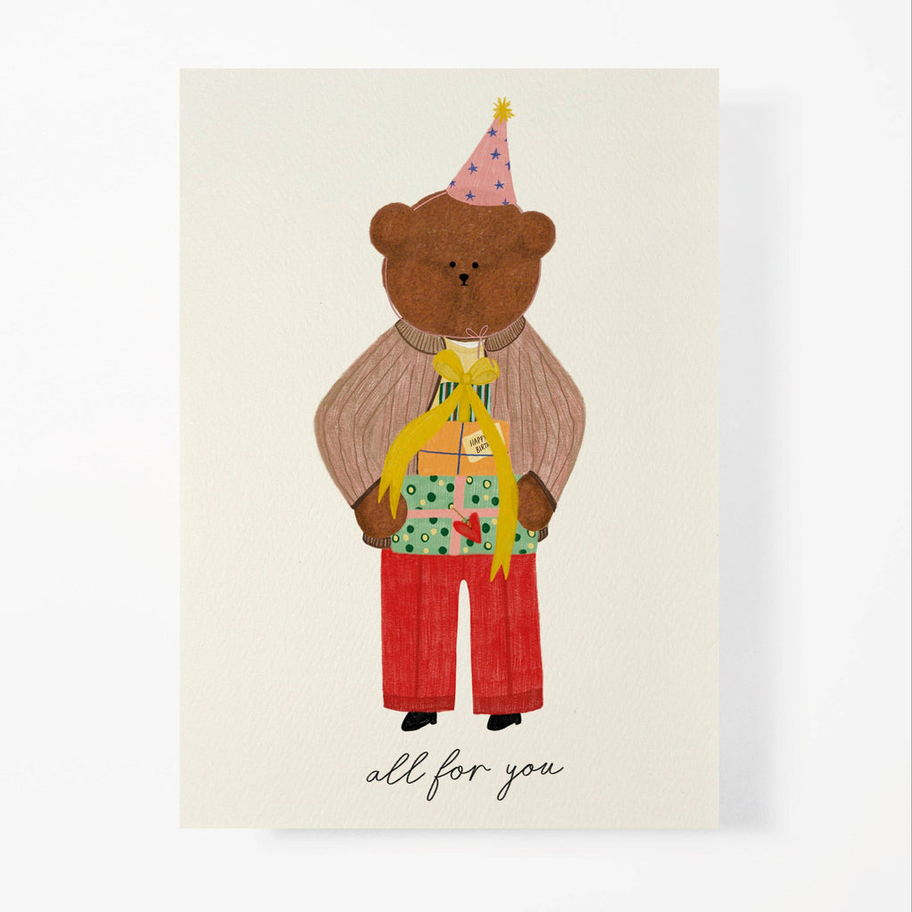 Birthday Present Bear Greeting Card