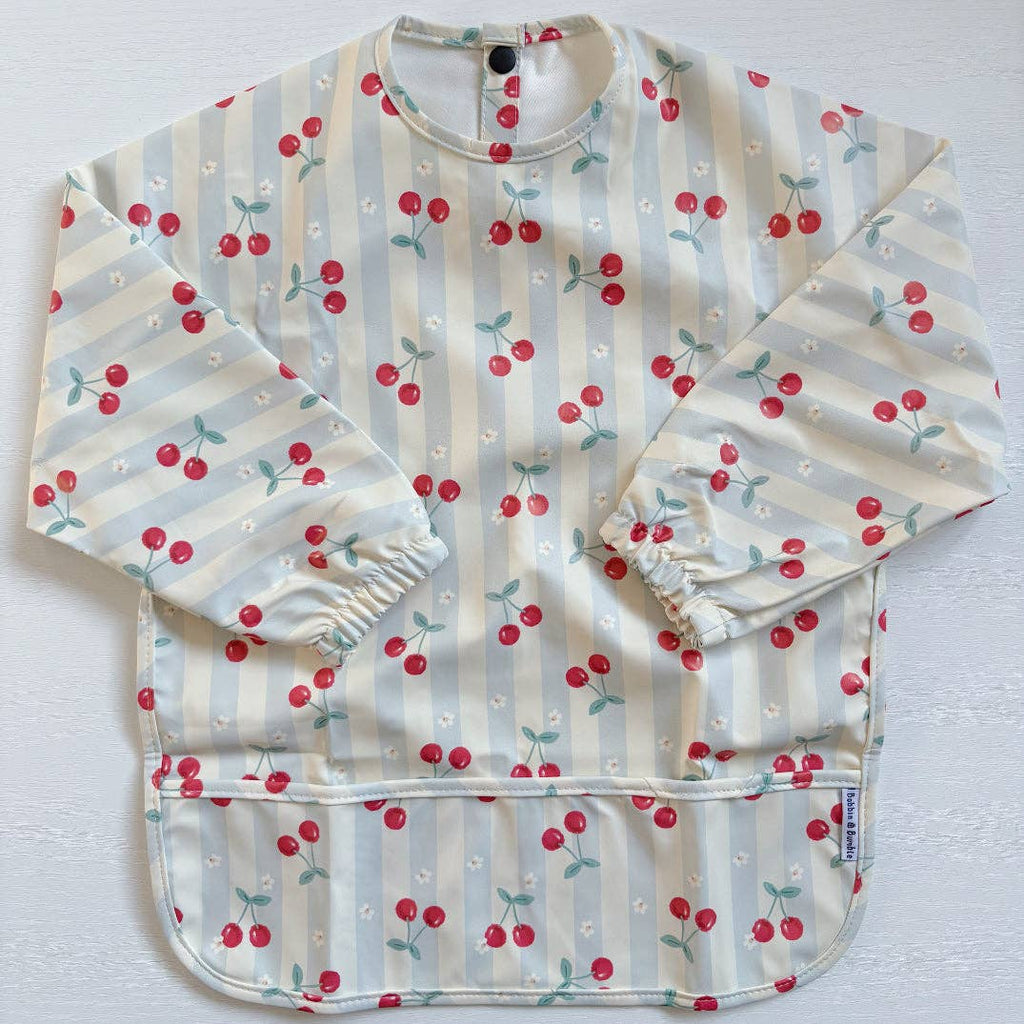 Long-Sleeved Baby/Toddler Bib - Cherry Stripe