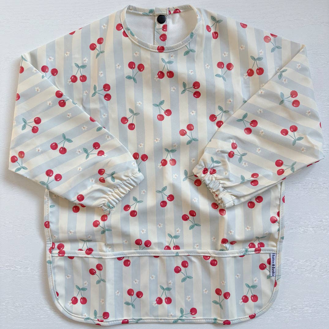 Long-Sleeved Baby/Toddler Bib - Cherry Stripe