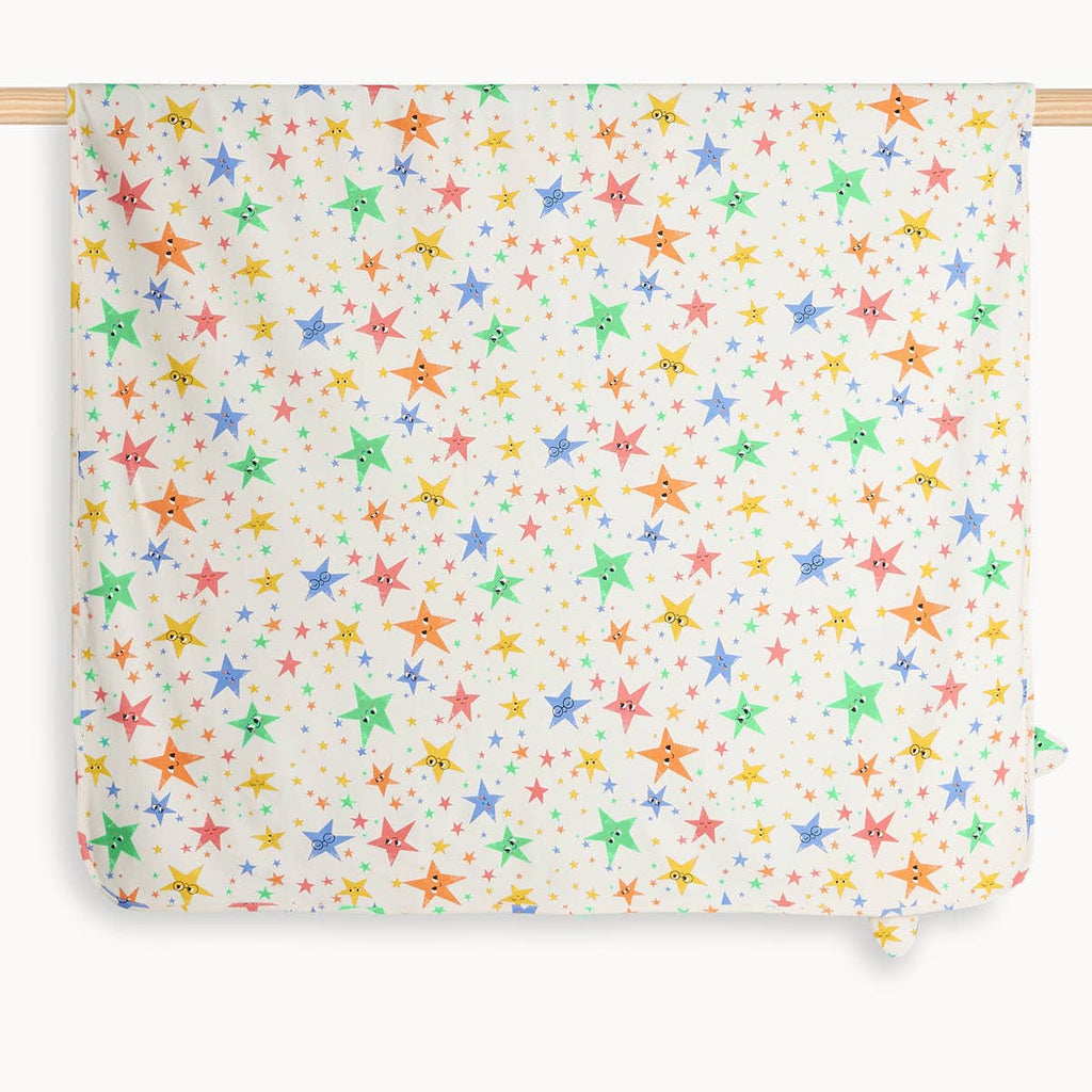 The Bonnie Mob - Star Print - Organic Cotton Baby Blanket With Hood