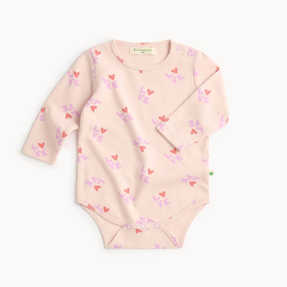 The Bonnie Mob - Love Print Long Sleeve Baby Bodysuit
