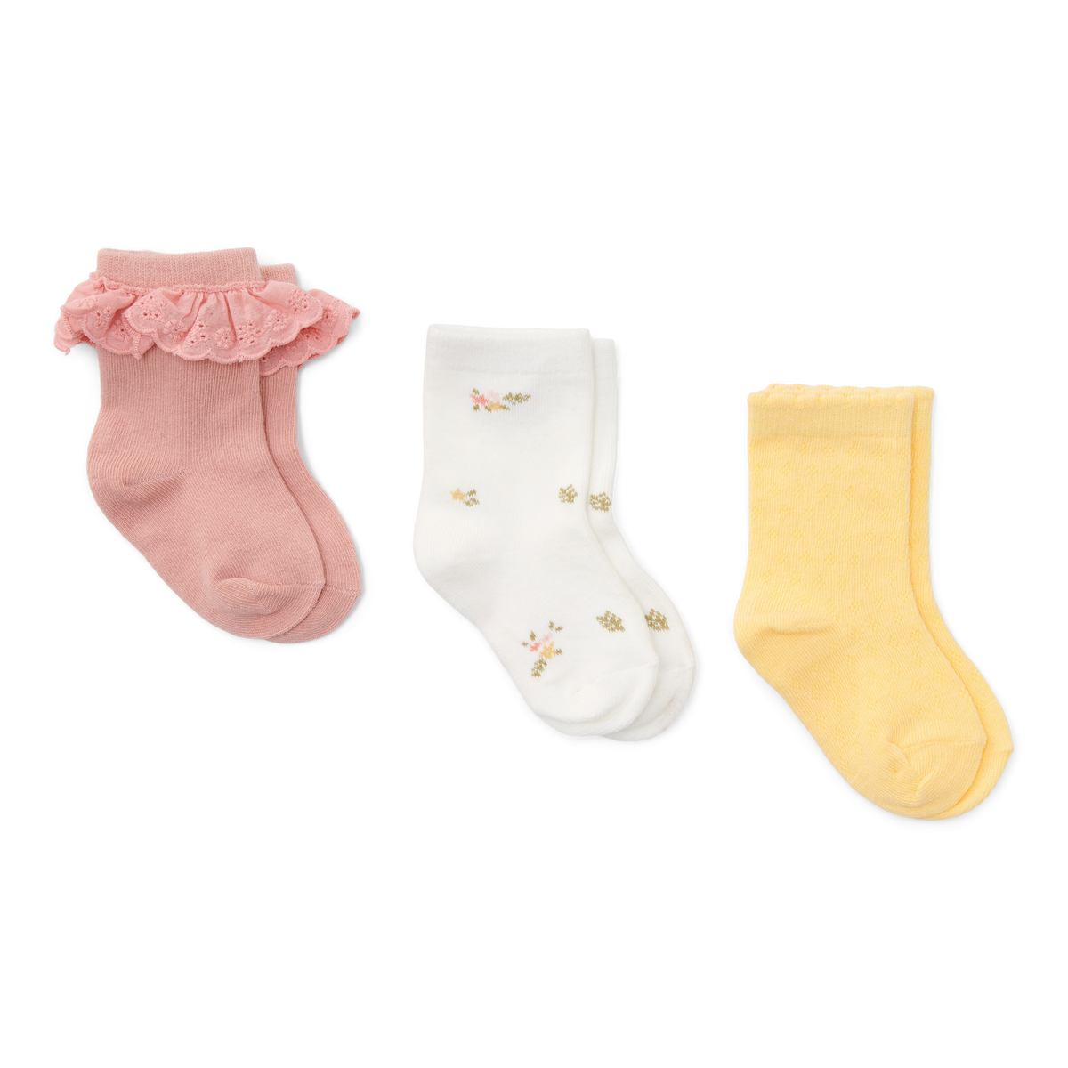 Little Dutch 3 Pack Socks - Flowers / White Meadows / Honey Yellow