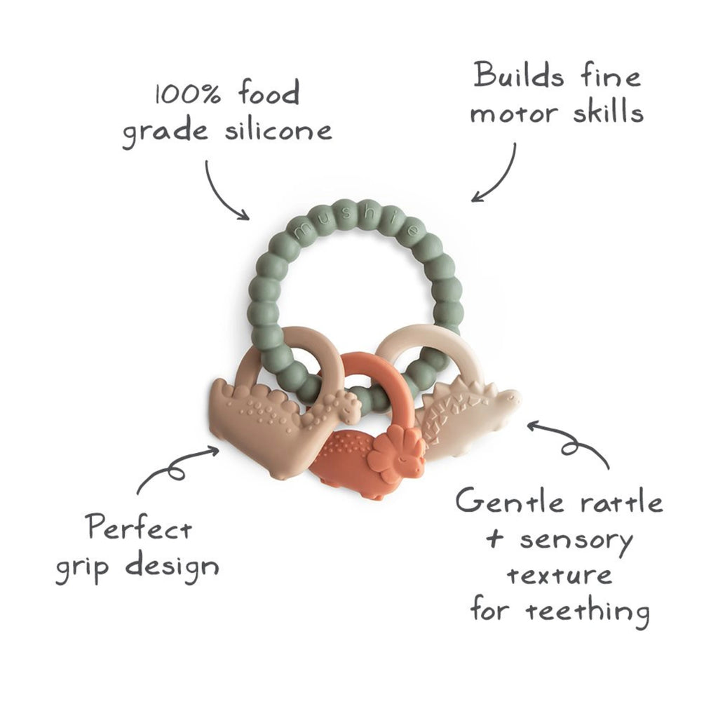 Mushie Teething Ring - Dinosaurs