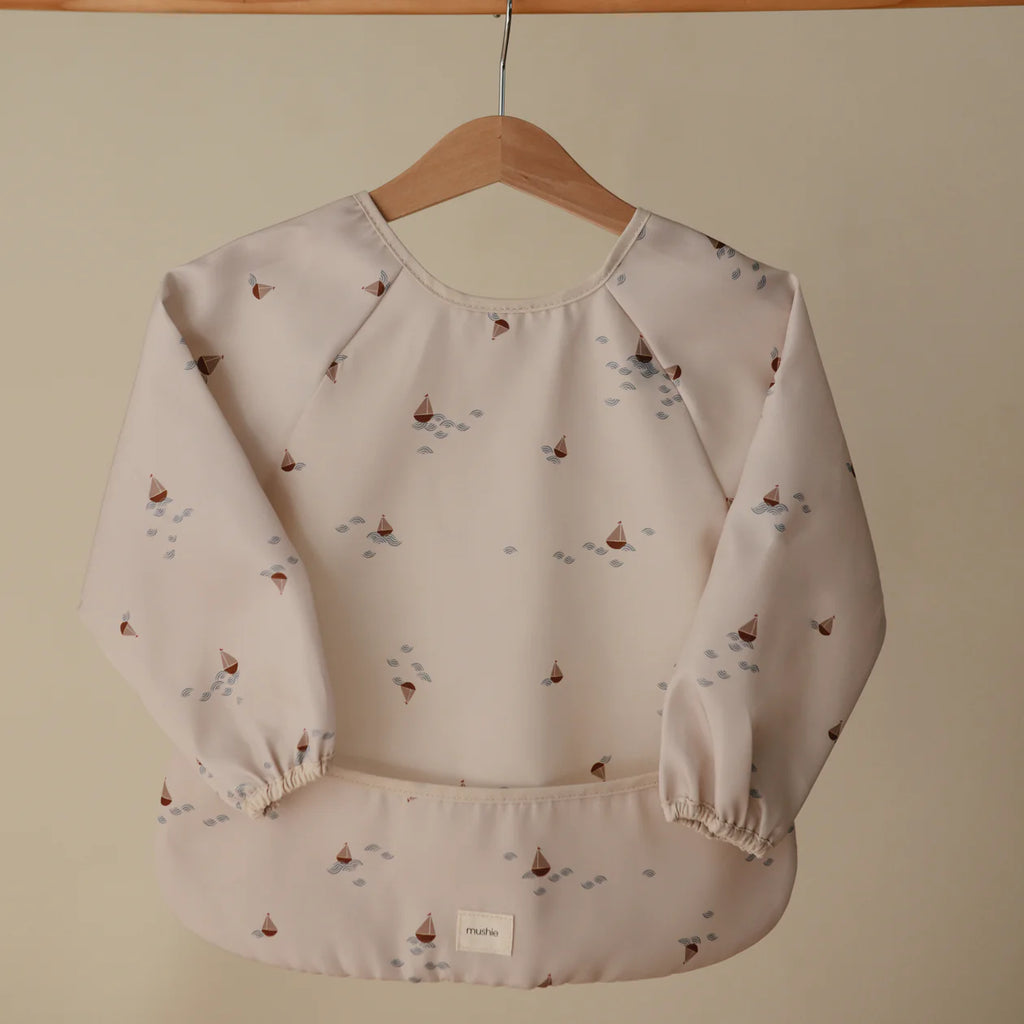 Mushie Longsleeve Bib - Boats