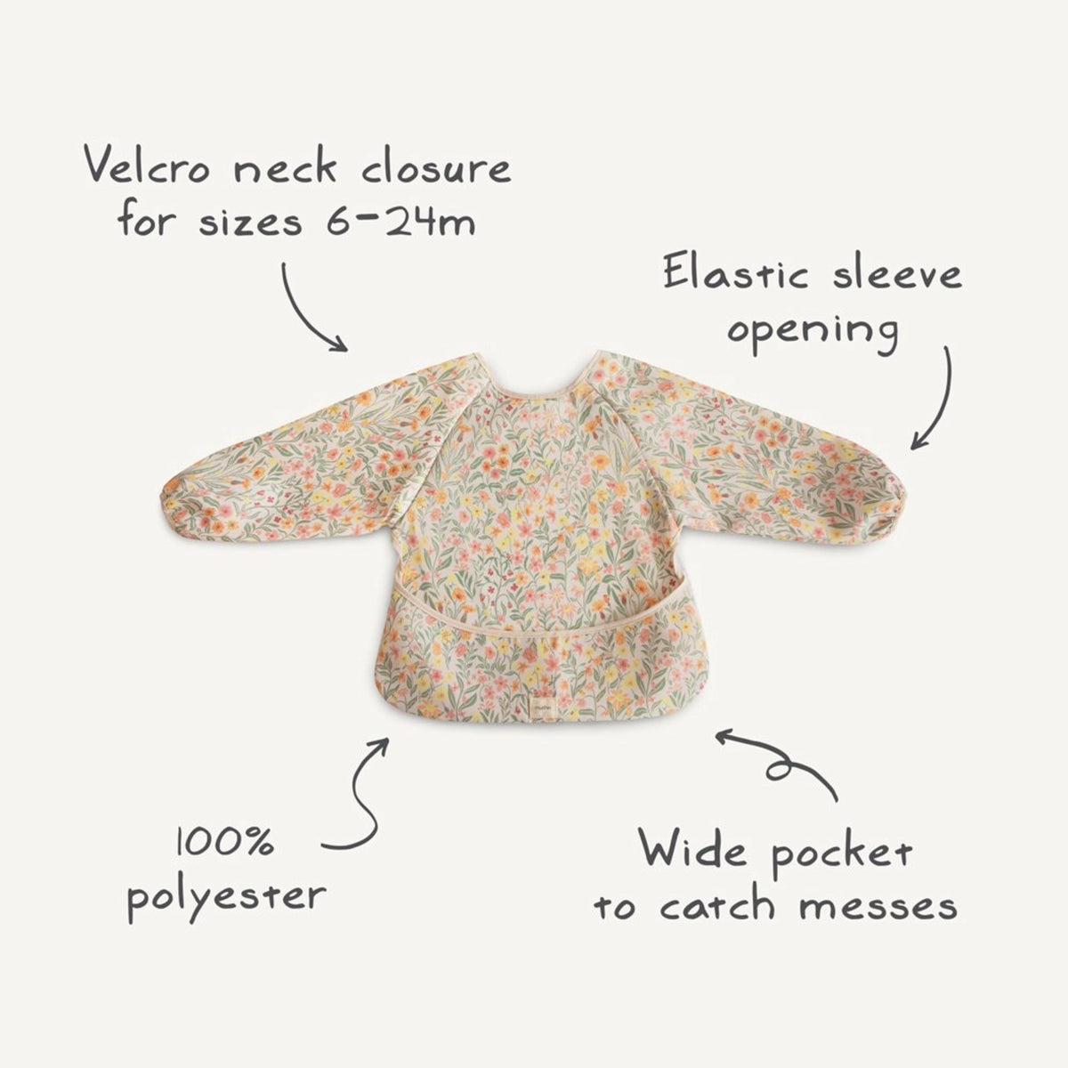 Mushie Longsleeve Bib - Pastal Flowers