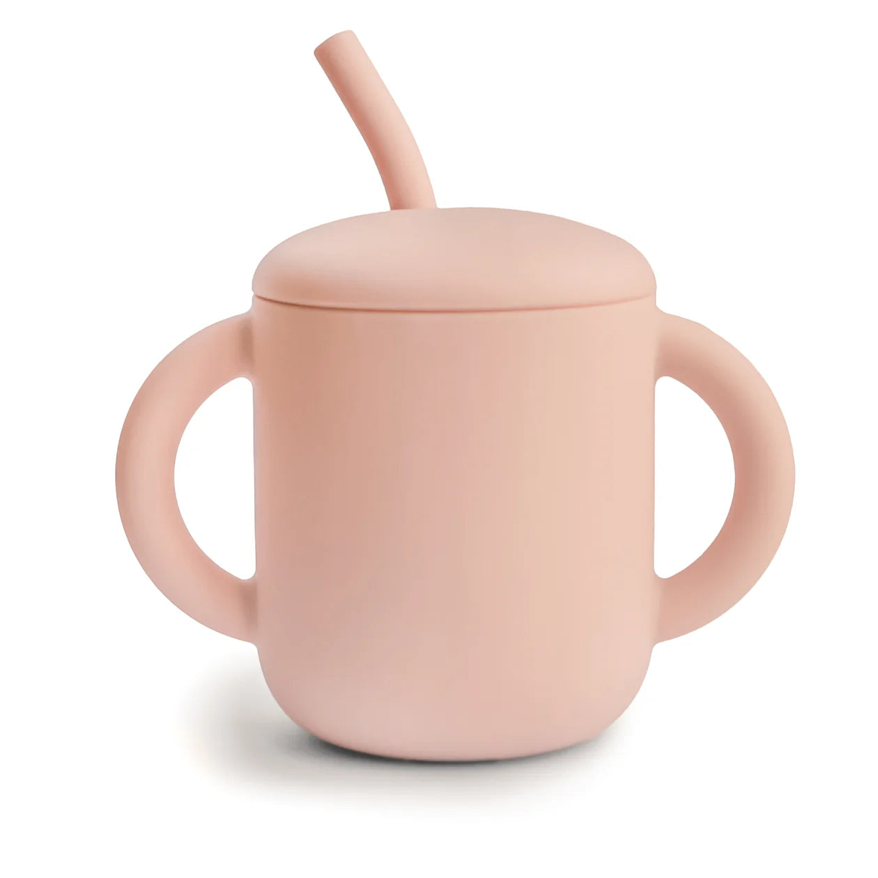 Mushie Silicone Training Cup with Straw - Blush