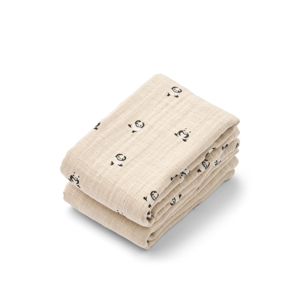 Liewood - Lewis Muslin Cloth - Mini Panda / Sandy 2 Pack Mix