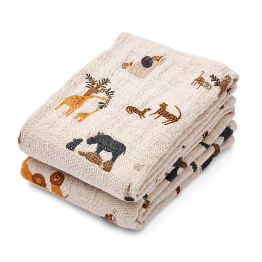 Liewood - Lewis Muslin Cloth - Safari Sandy 2 Pack Mix