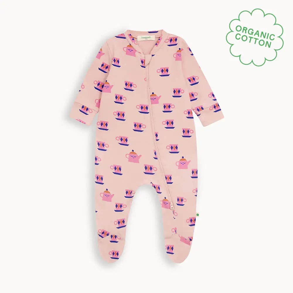 The Bonnie Mob - Tea Time Print Zip Front Onesie