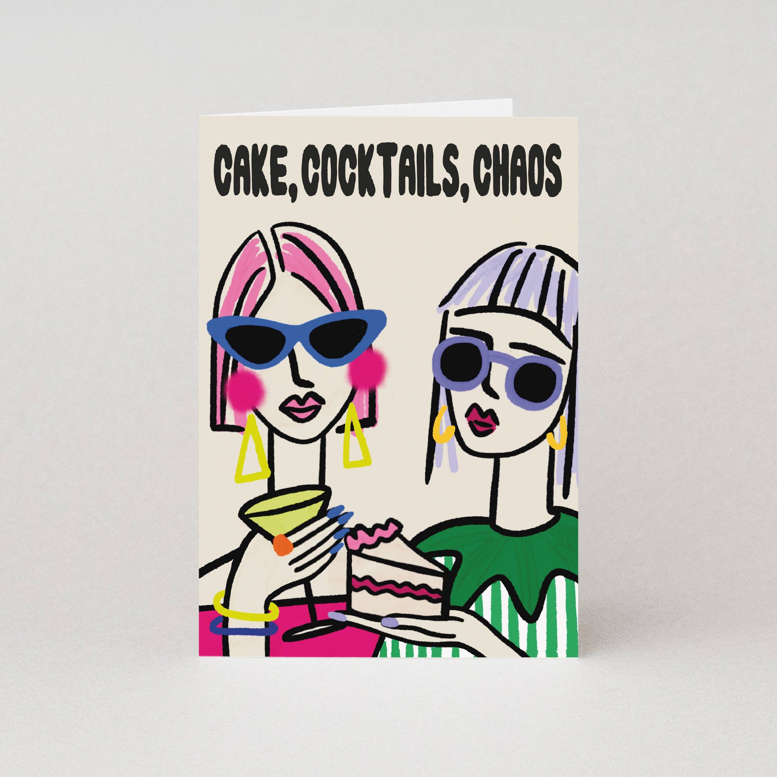 'Cake Cocktails Chaos' Birthday Card |