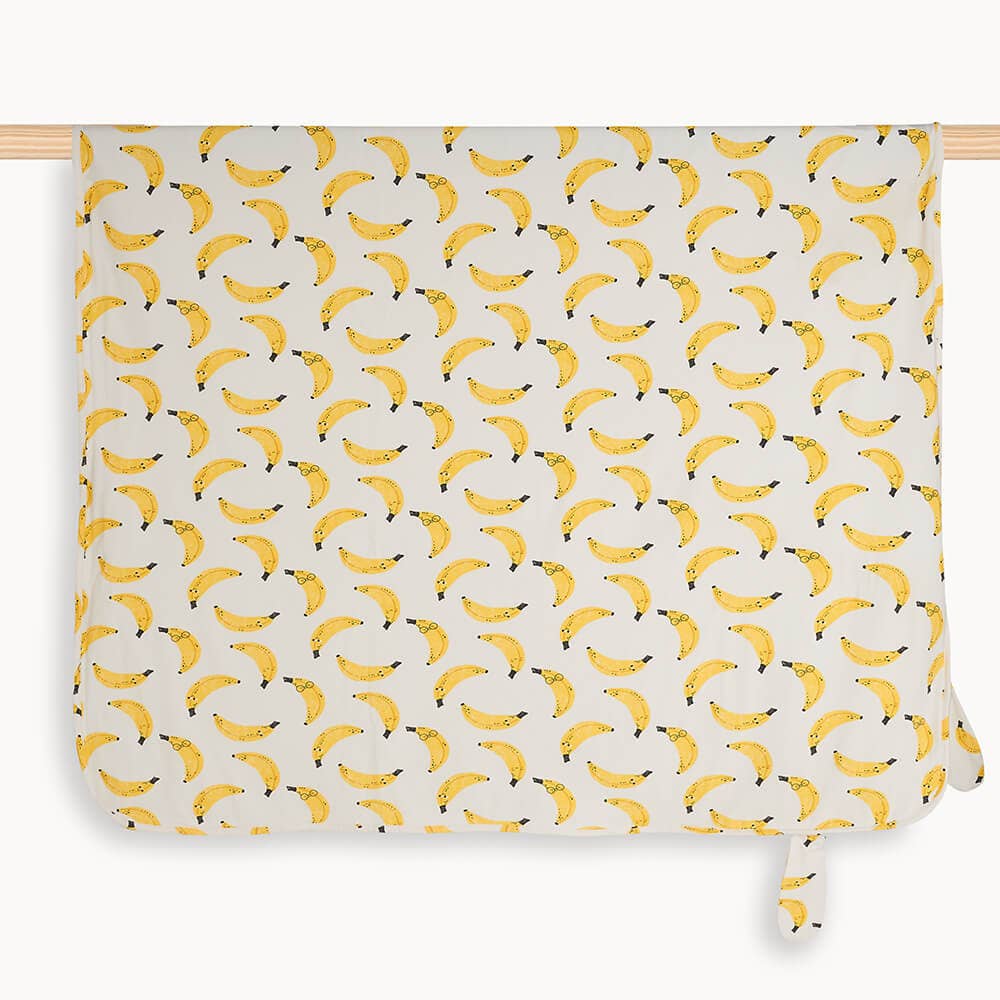 The Bonnie Mob - Banana print - Organic Cotton Baby Blanket With Hood