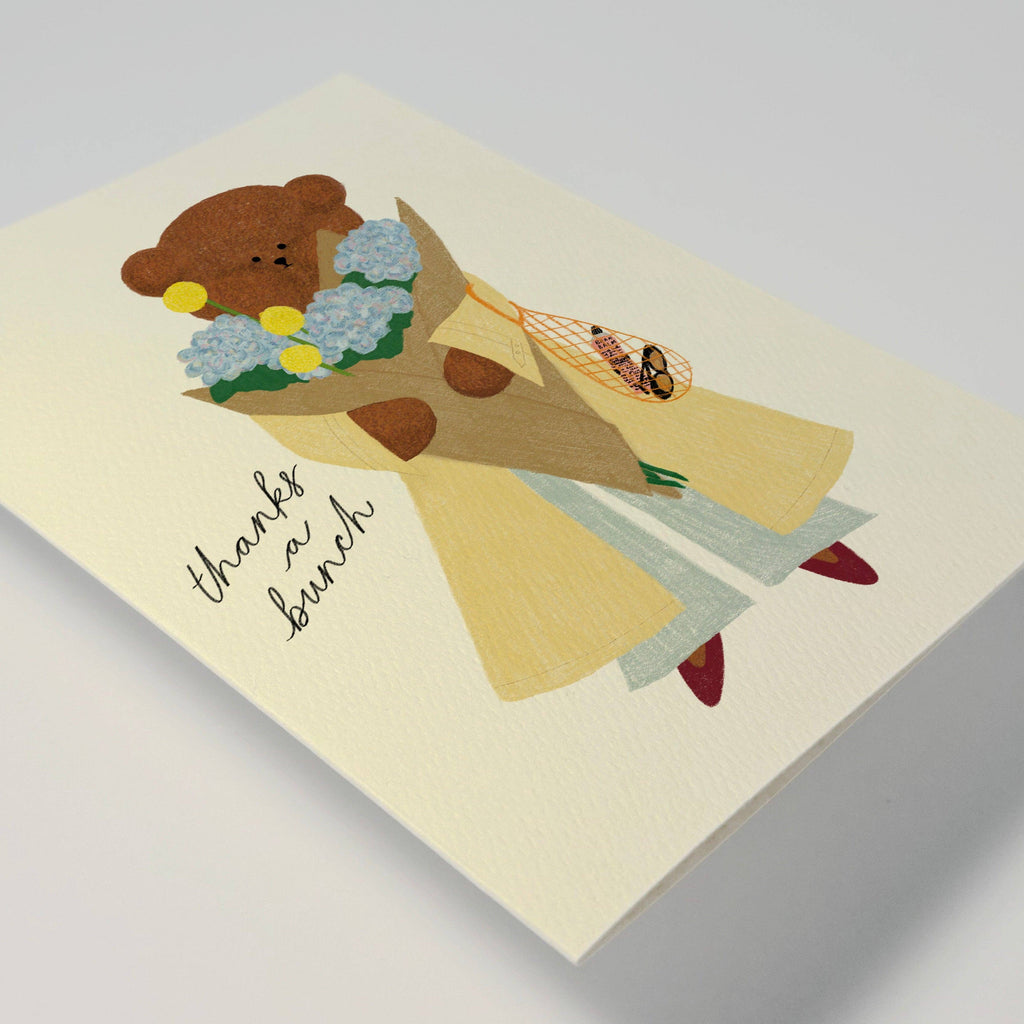 Flower Bouquet Bear Greeting Card