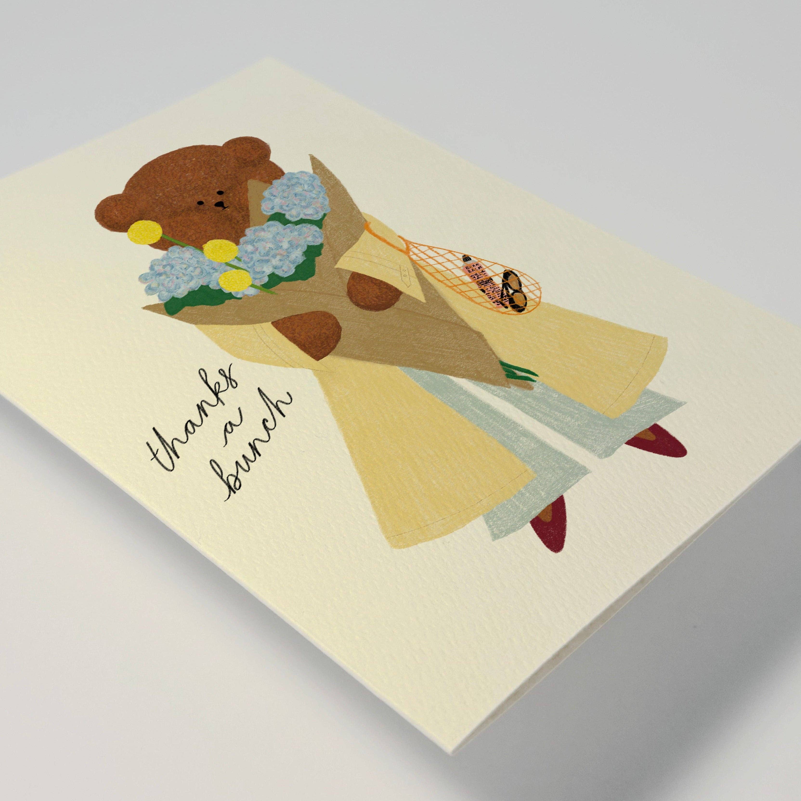 Flower Bouquet Bear Greeting Card