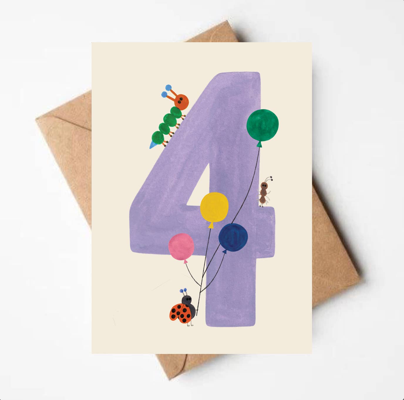 'FOUR' Age Birthday Card