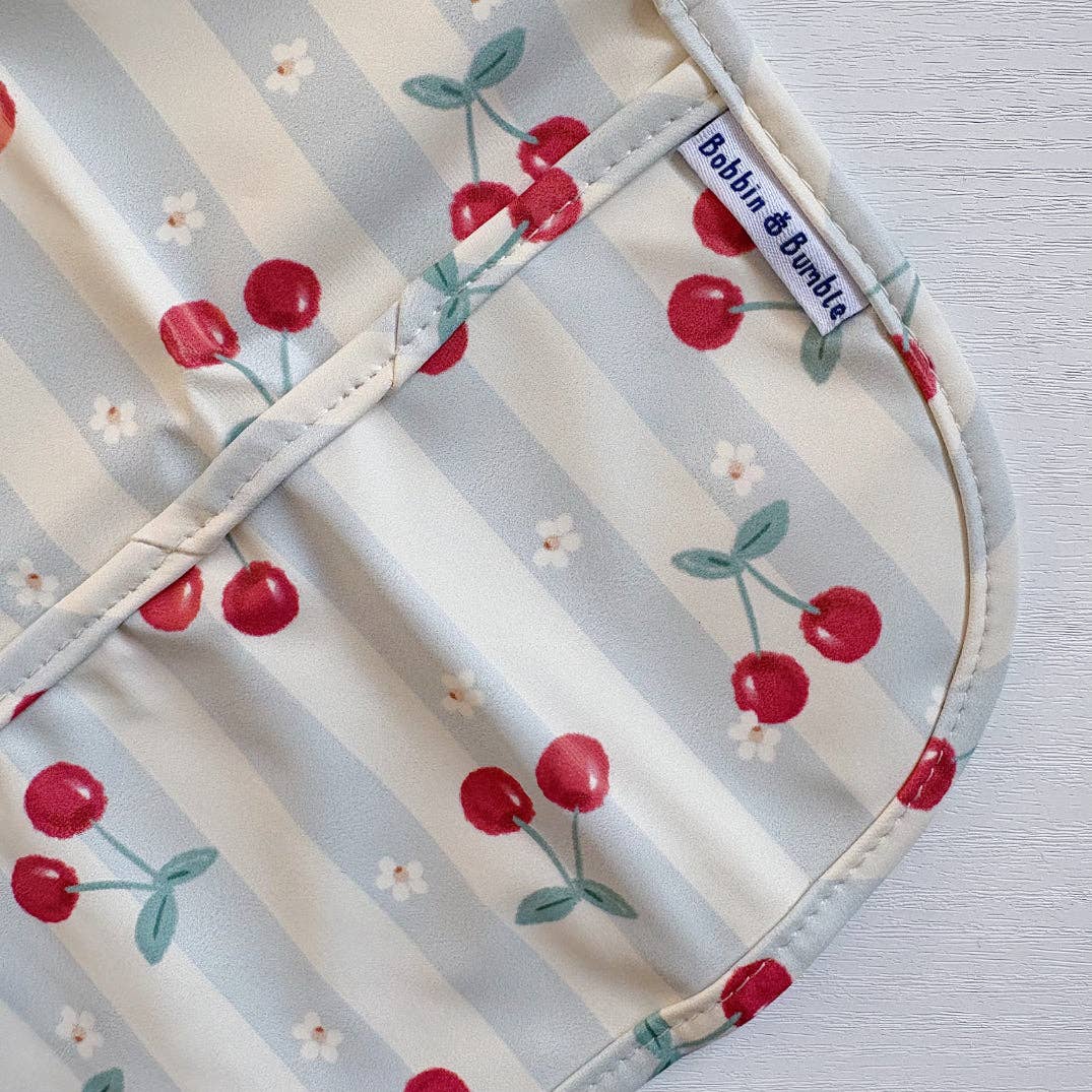 Long-Sleeved Baby/Toddler Bib - Cherry Stripe
