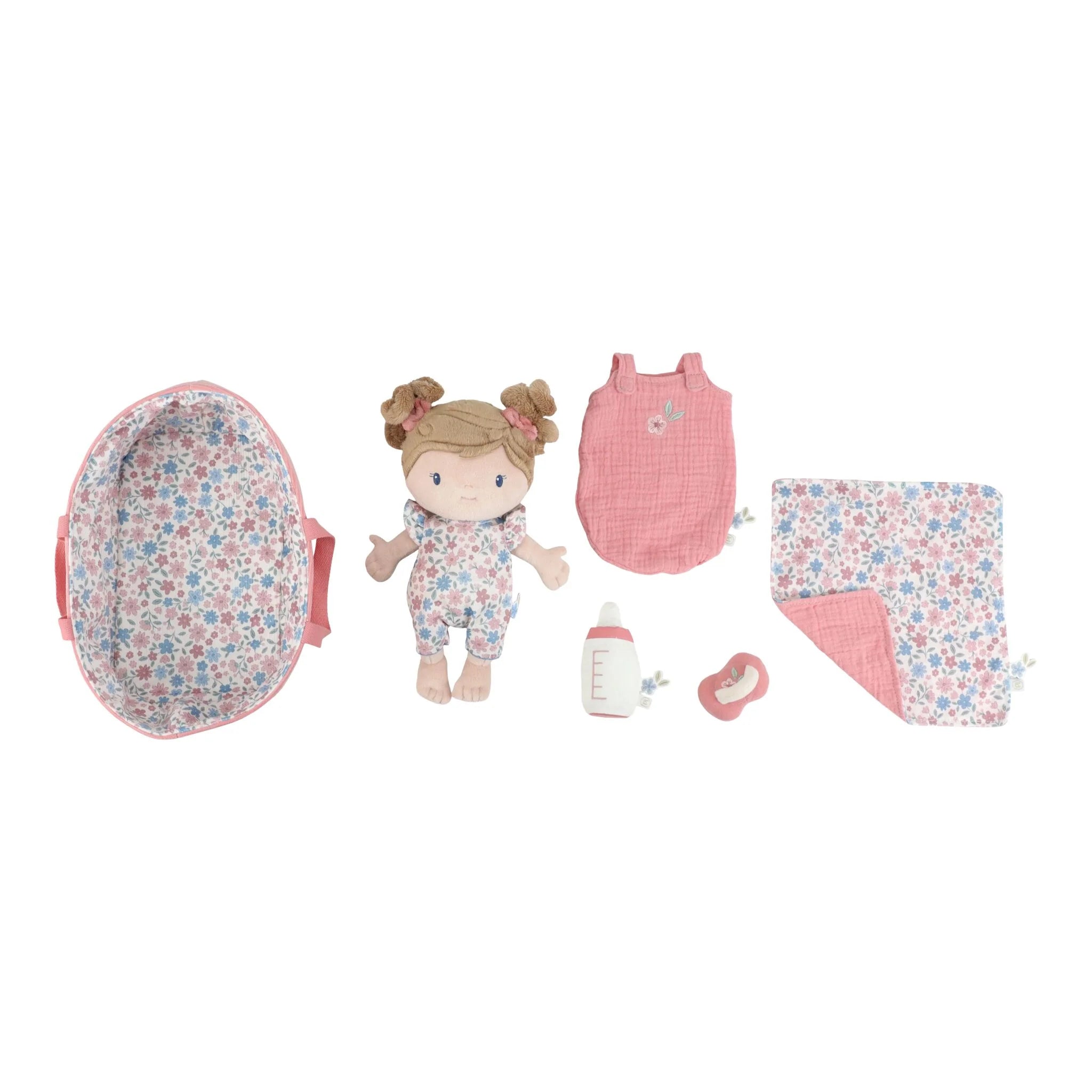Little Dutch Baby Doll in Basket - Rosa