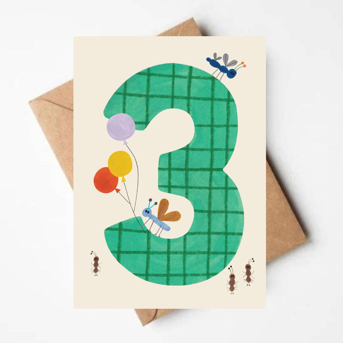 'THREE' Age Birthday Card