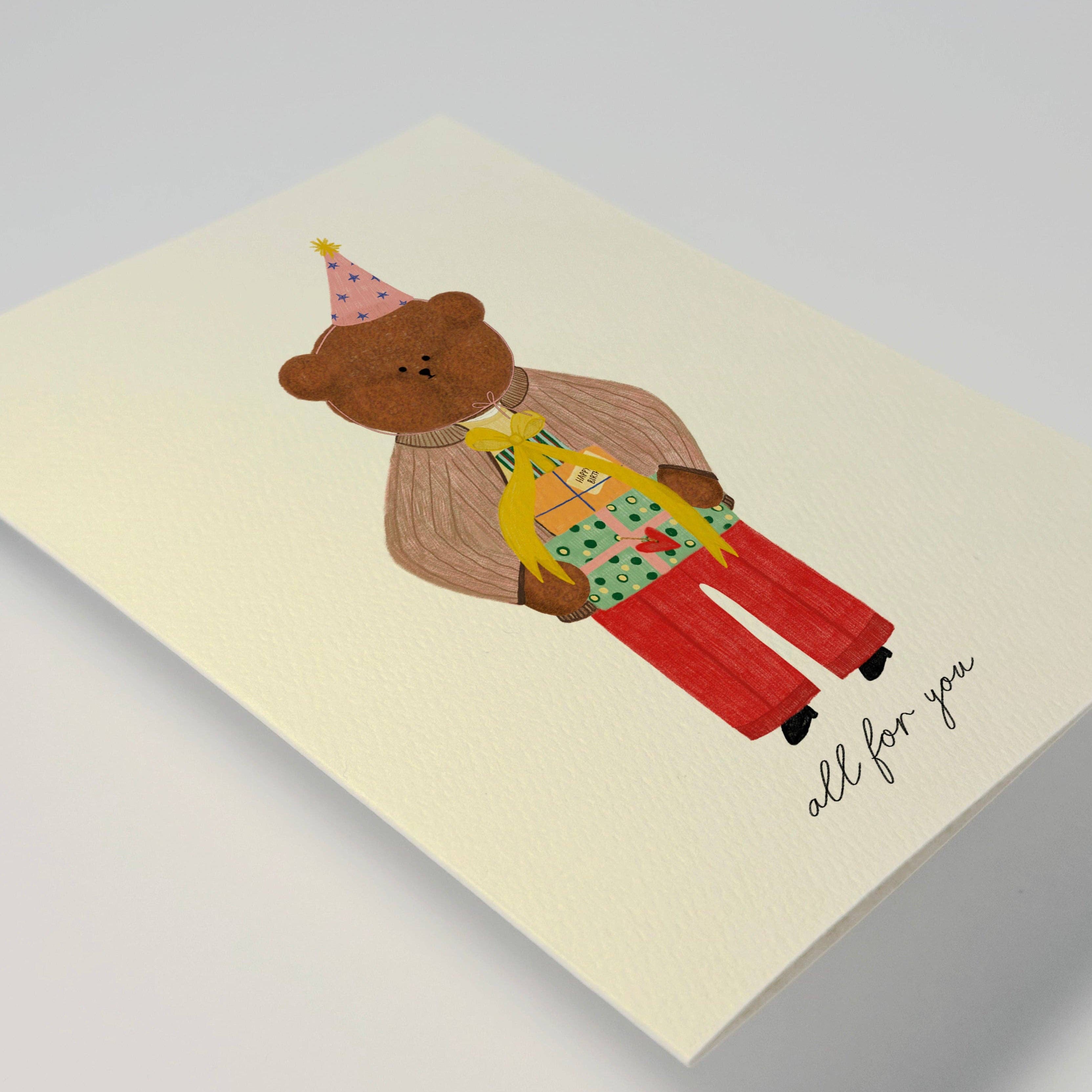 Birthday Present Bear Greeting Card