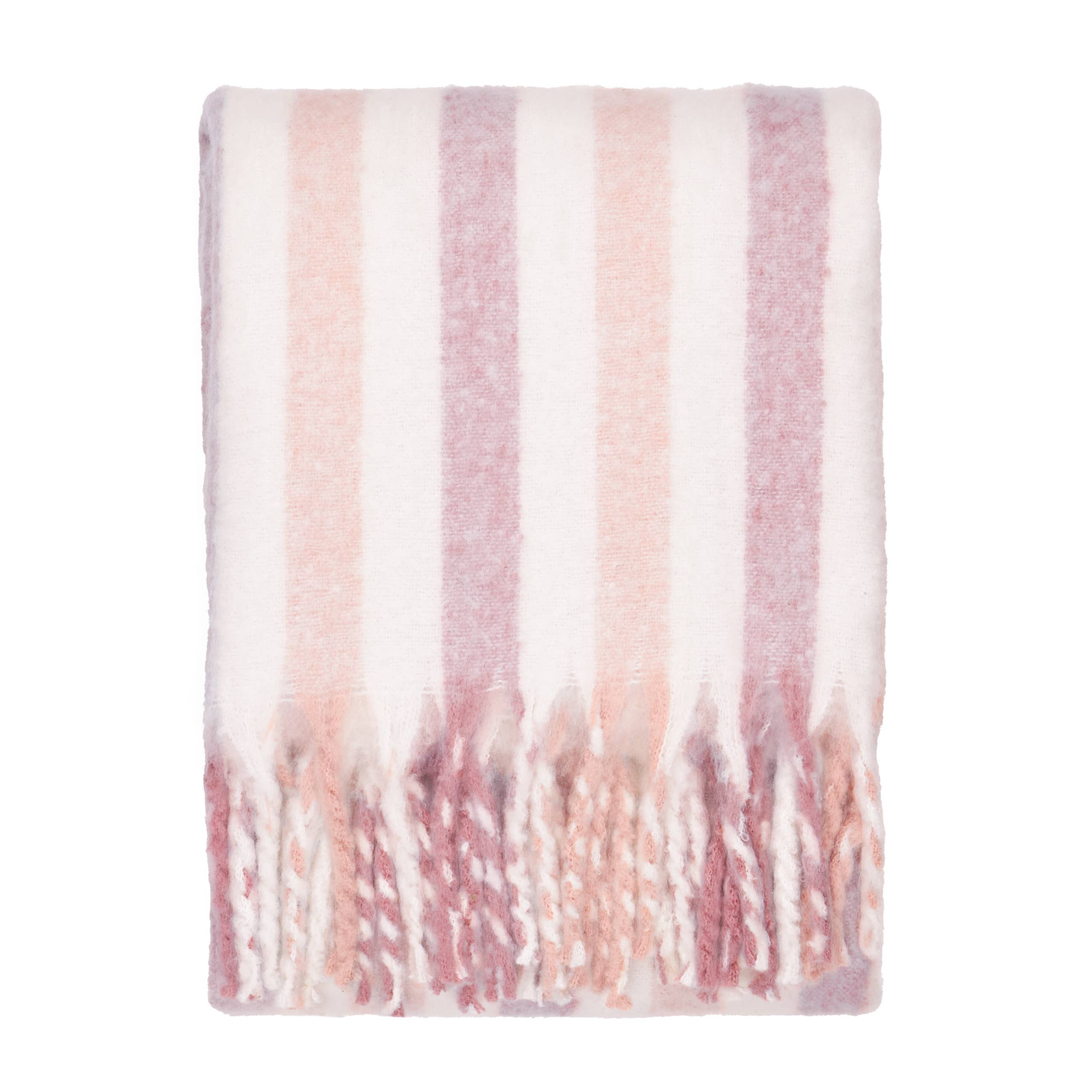 Beechwood Woven Stripe Throw Camellia