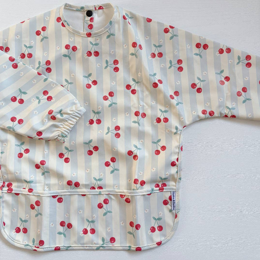 Long-Sleeved Baby/Toddler Bib - Cherry Stripe
