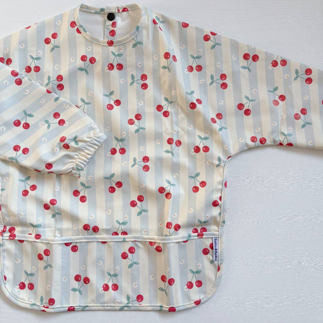 Long-Sleeved Baby/Toddler Bib - Cherry Stripe