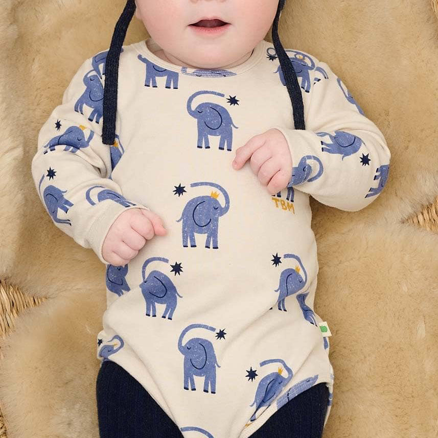 The Bonnie Mob - Elephant Print Long Sleeve Bodysuit