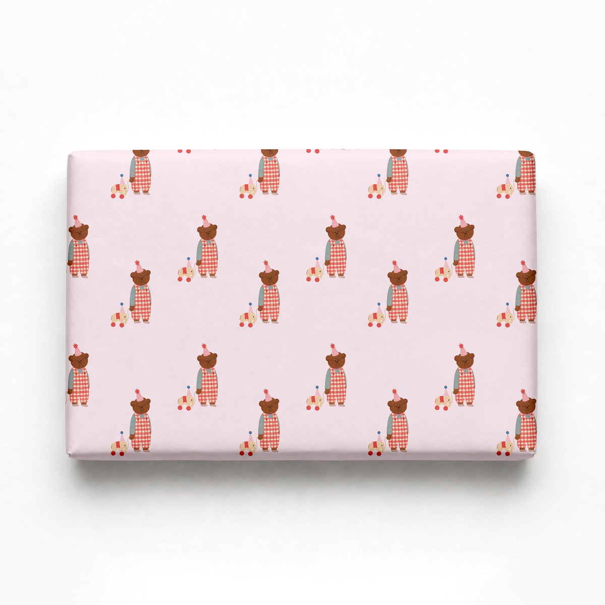 The Bear Days - Pink Gingham Birthday Wrapping Paper