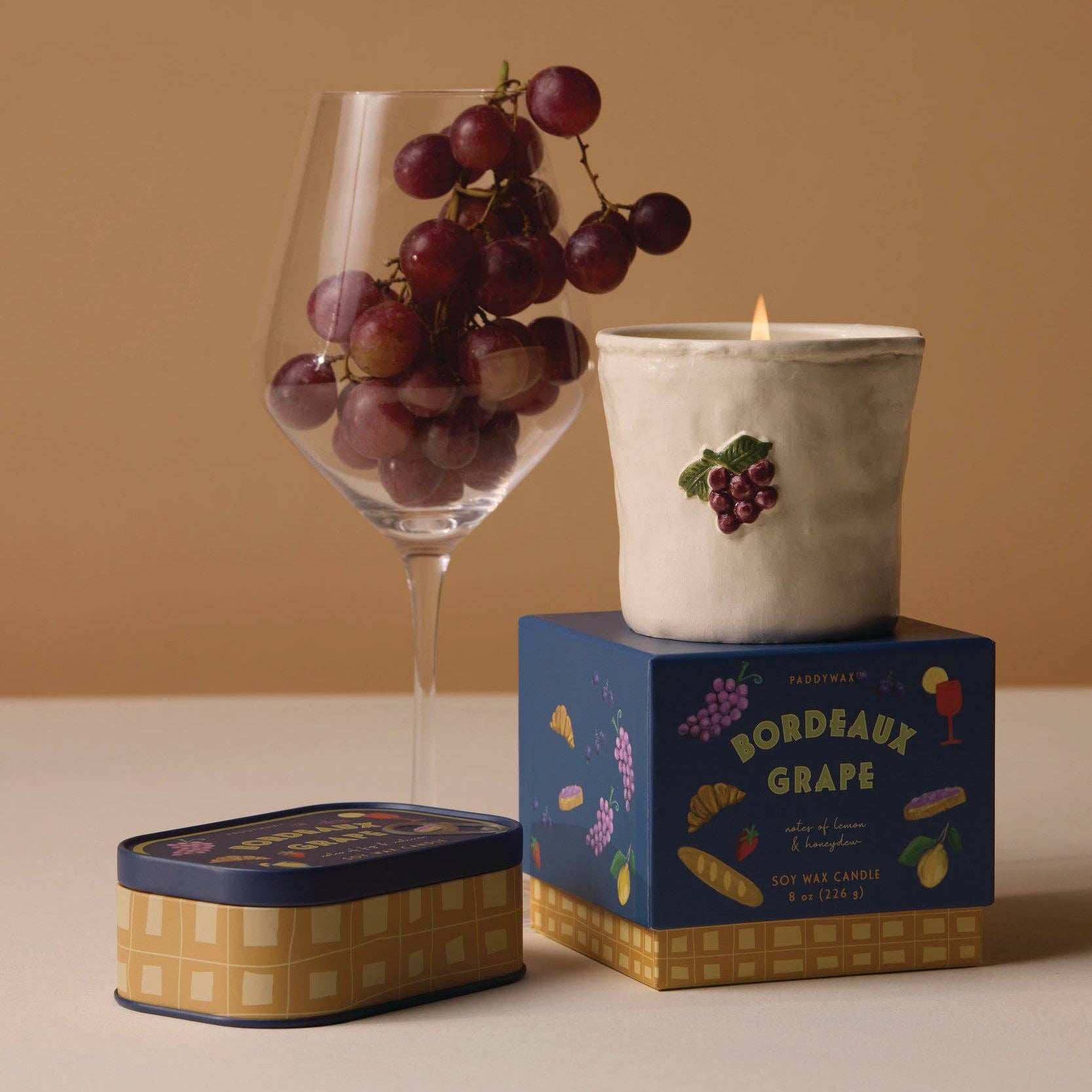Paddywax Bistro Grapes Ceramic Candle - Bordeaux Grape