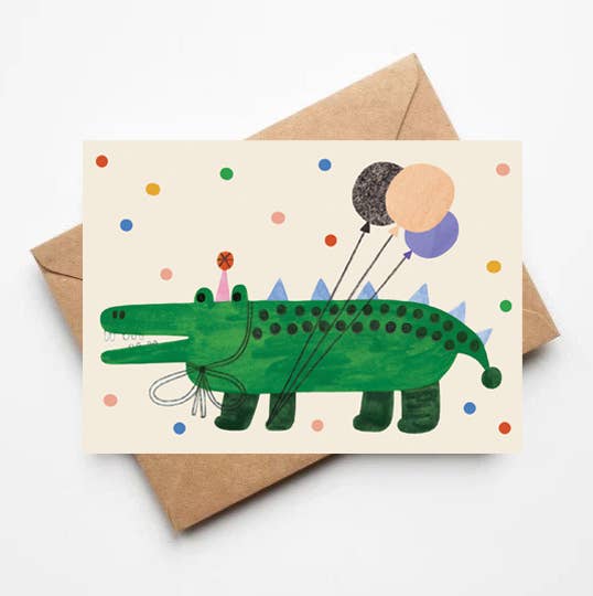 'Party Alligator' Birthday Card