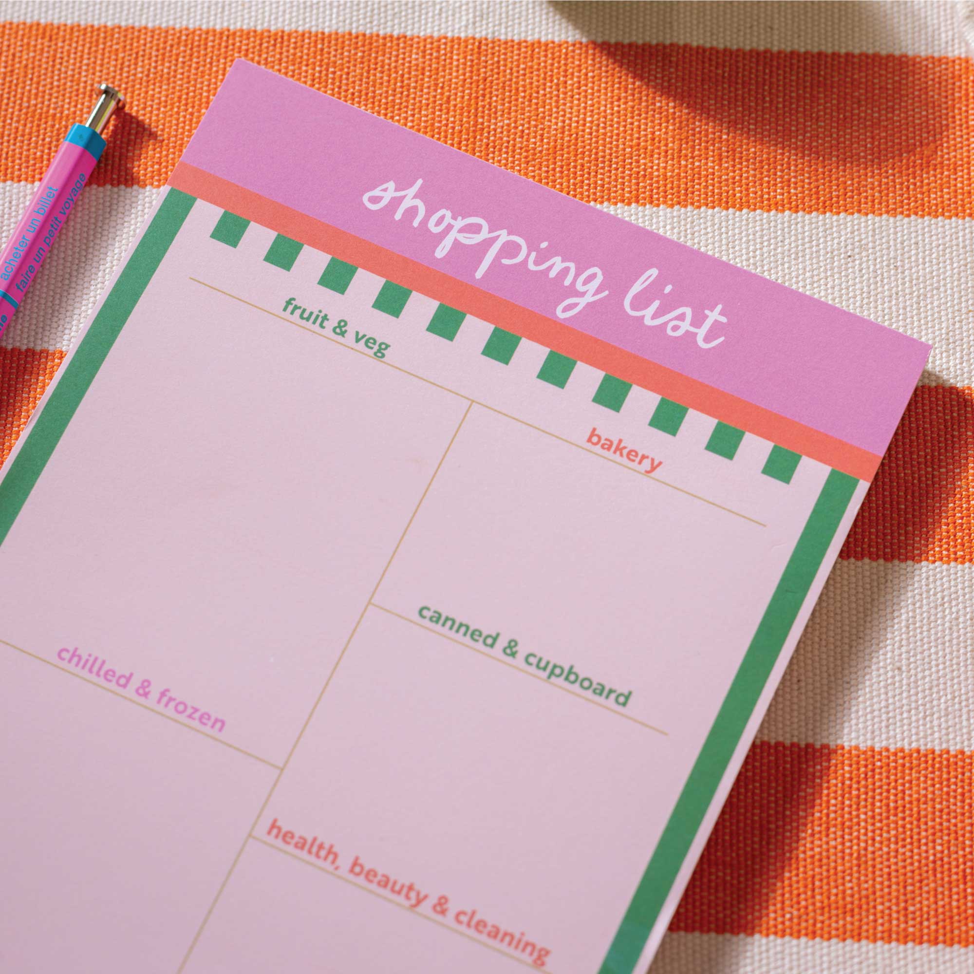 Weekly Shopping List Pad A5 - Cabana Stripe