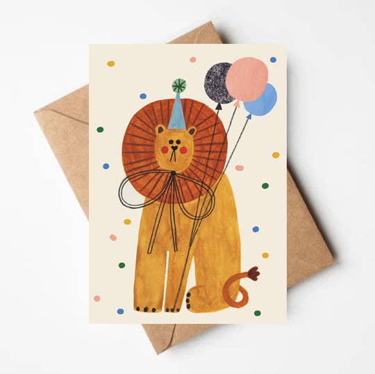 'Party Lion' Birthday Card