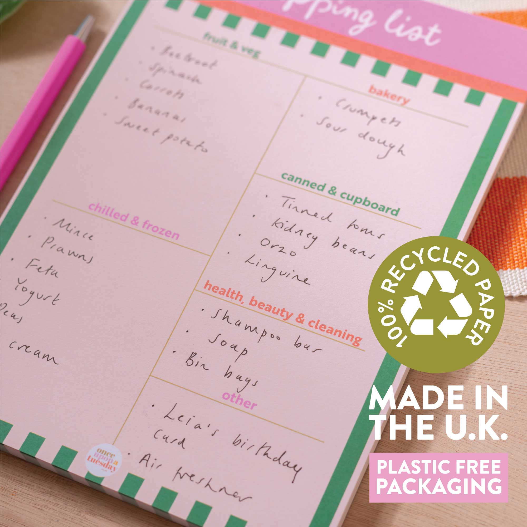 Weekly Shopping List Pad A5 - Cabana Stripe