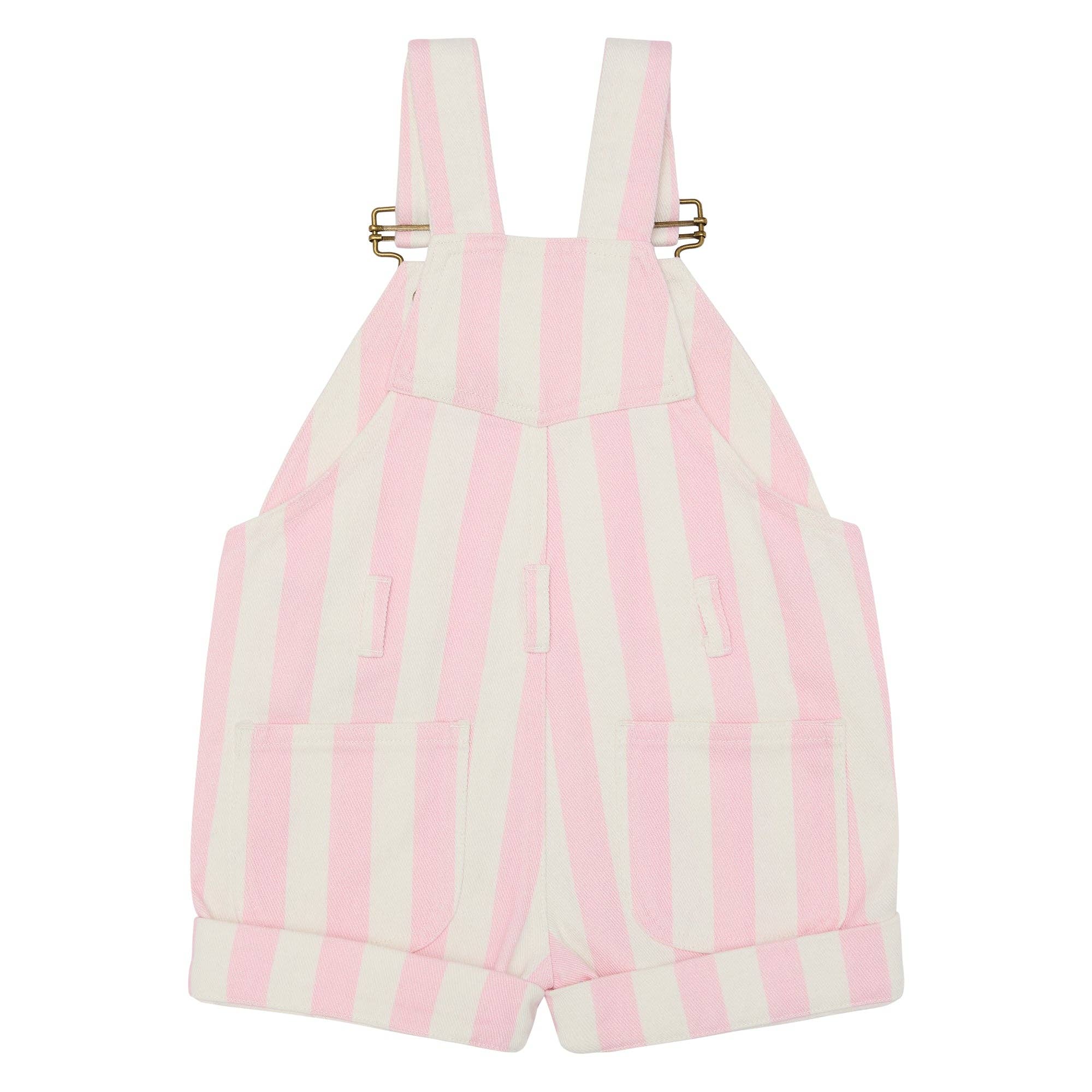 Dotty Dungarees - Classic Wide Stripe Denim Shorts - Pink
